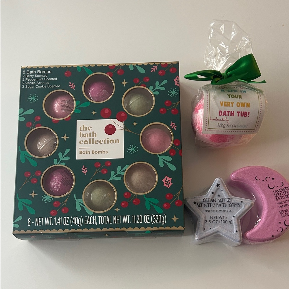 The Bath Collection Pink & Green Bath Bomb Set – Gift Ready Soak